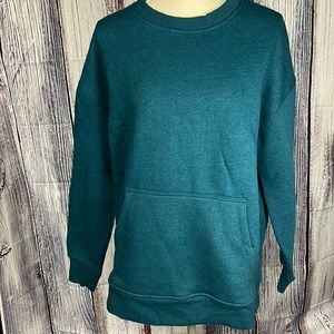 Women’s Danskin pullover kangaroo pocket sweatshirt NEW! Heather Teal Small